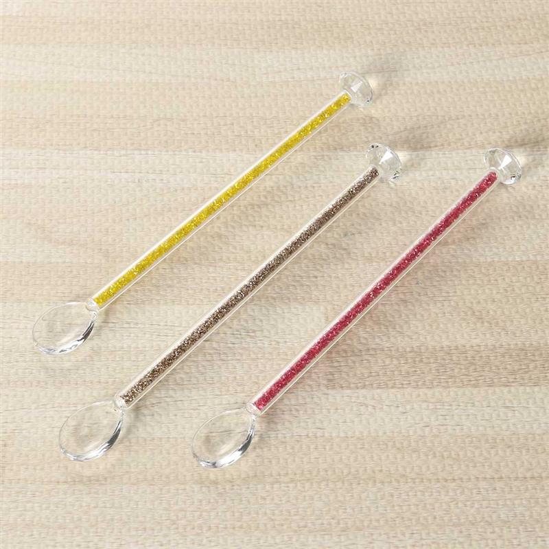 1PC Round Top Stir Stick Crystal Swizzle Stick Glass Cocktail Pick Shiny Gold Glitter Drink Stirrer for Bar Home Holidays Party