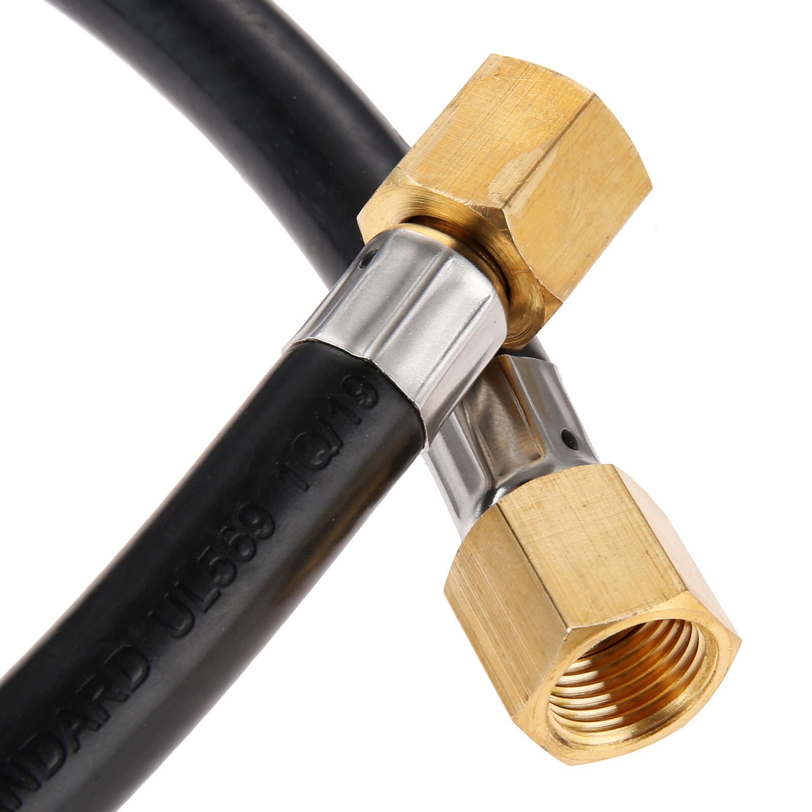 1kit 24 Inches Long High Pressure Propane Fireplace Extension Connection Hose with 3/8 Femal Flare Nuts Gas Line Tape Grill BBQ
