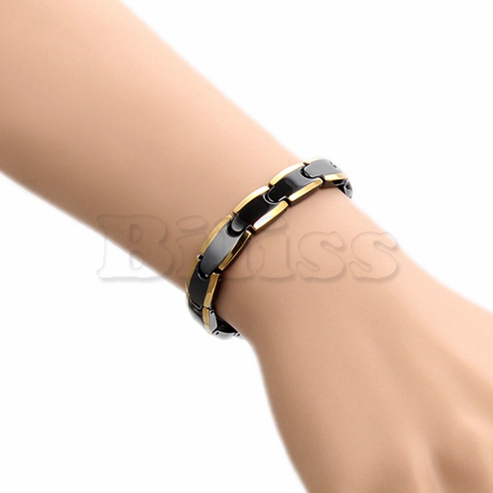 20 cm Schwarz Gold Keramik Armbinde Bio Energie Armreif Magnetische Germanium Gesundheit Kette Männer Schmuck pulseira masculina