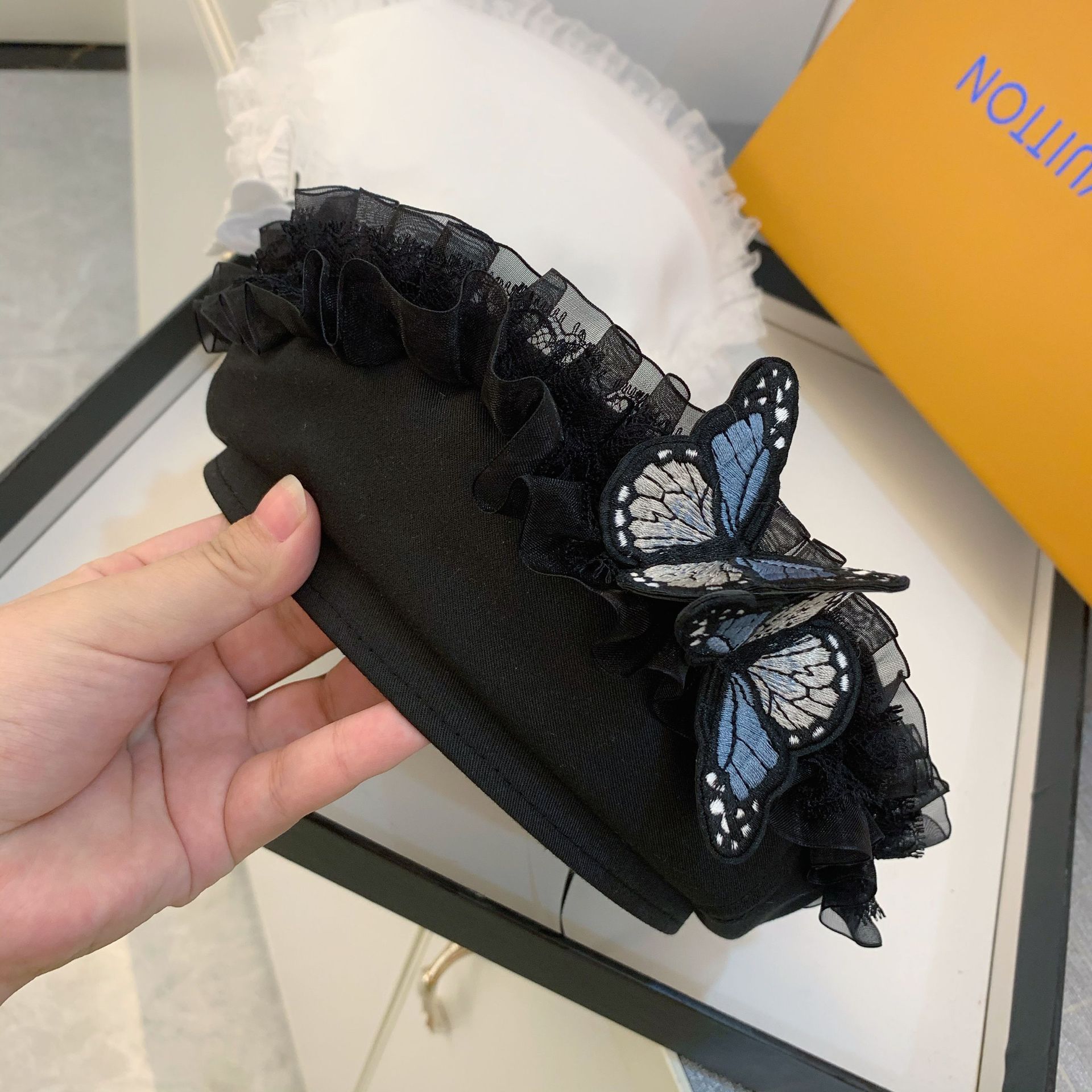 Lace Berets For Women Butterfly Female Berets Spring Summer Girls Cute Black Berets