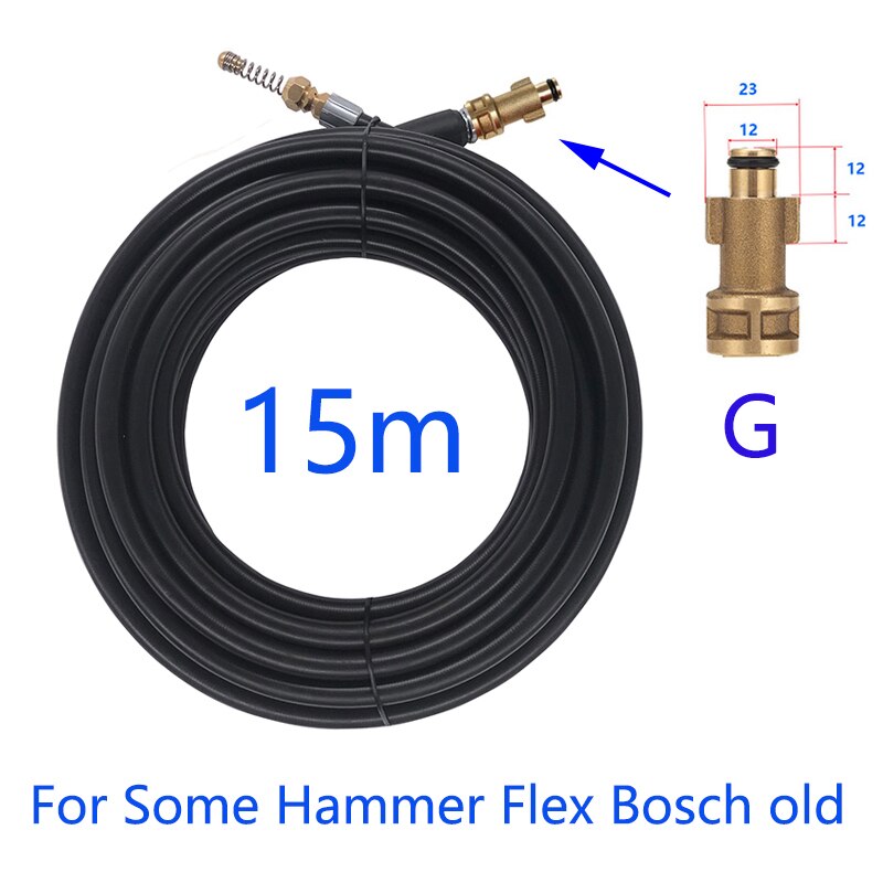 15 Meter Riool Drain Tuinslang Baggeren Schoner Kits Voor Karcher Lavor Interskol Huter Nilfisk Stihl Elitech Hogedrukreiniger: WHITE