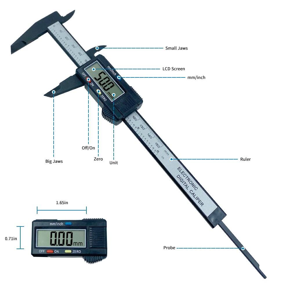 100mm 150mm elektronické digitálne posuvné meradlo 6 palcové uhlíkové vlákno posuvné meradlo mikrometer merací nástroj digitálne pravítko