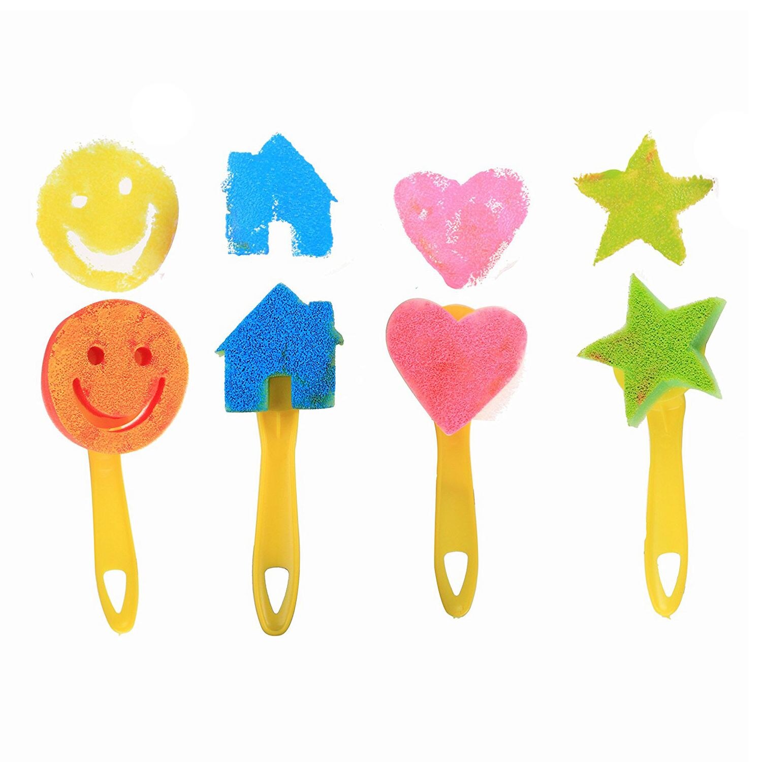 BLEL 25 Pieces Kids Sponge Painting Brushes for Early Learning Mini Flower Sponge Brushes Drawing tools