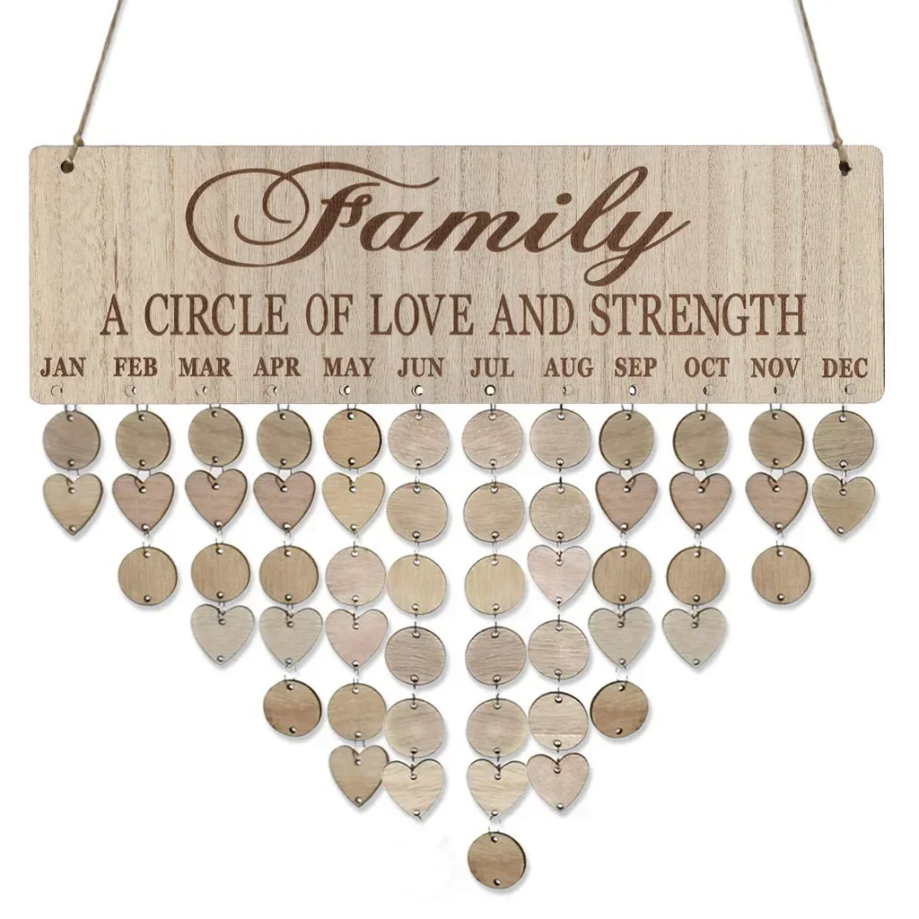 Houten Kalender Lijst Verjaardagsfeestje Woondecoratie Hanger DIY Kalender Ambachten Woonkamer Decoratie: Clear