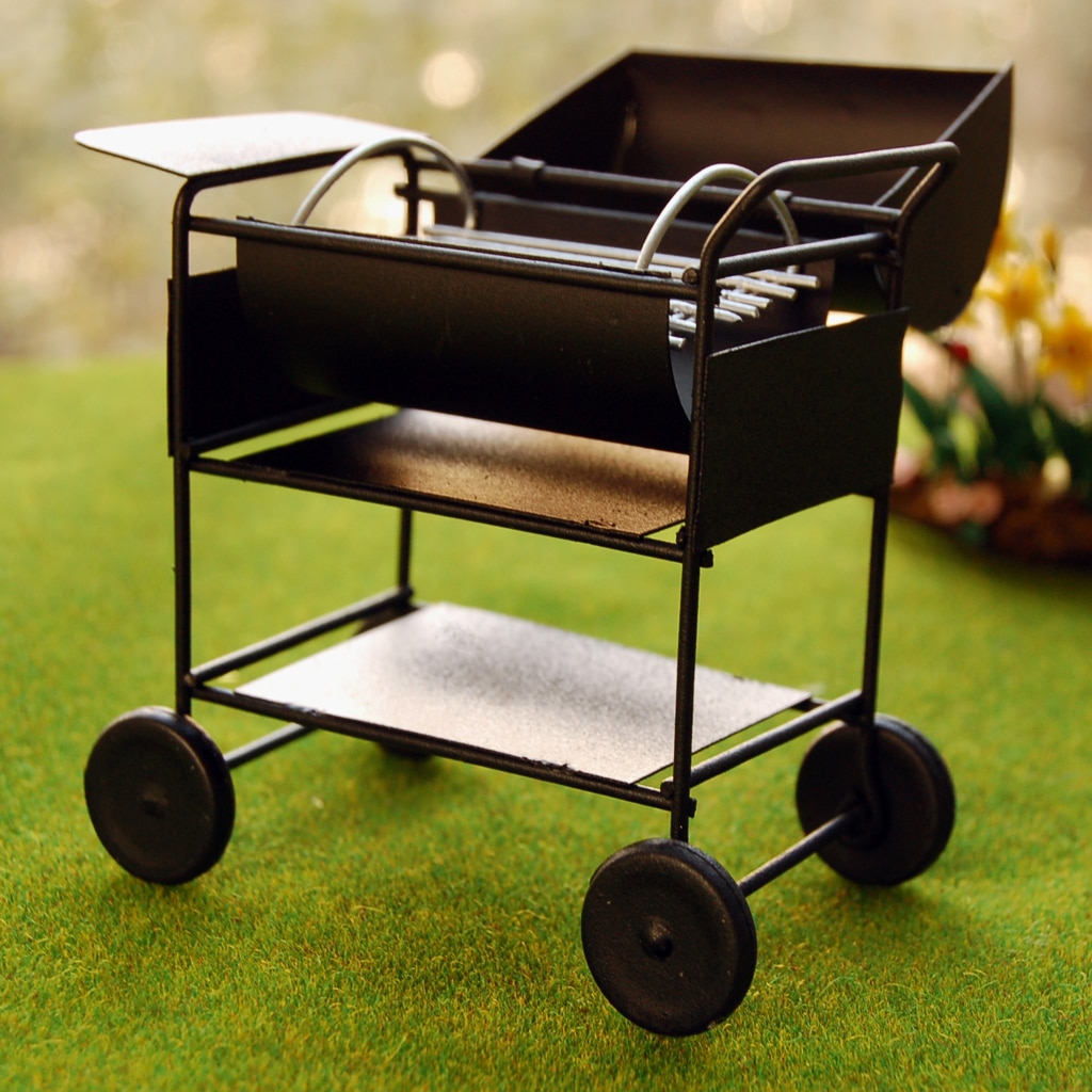1/12 escala casa de muñecas miniatura jardín al aire libre cuadrado barbacoa parrilla horno de juguete negro