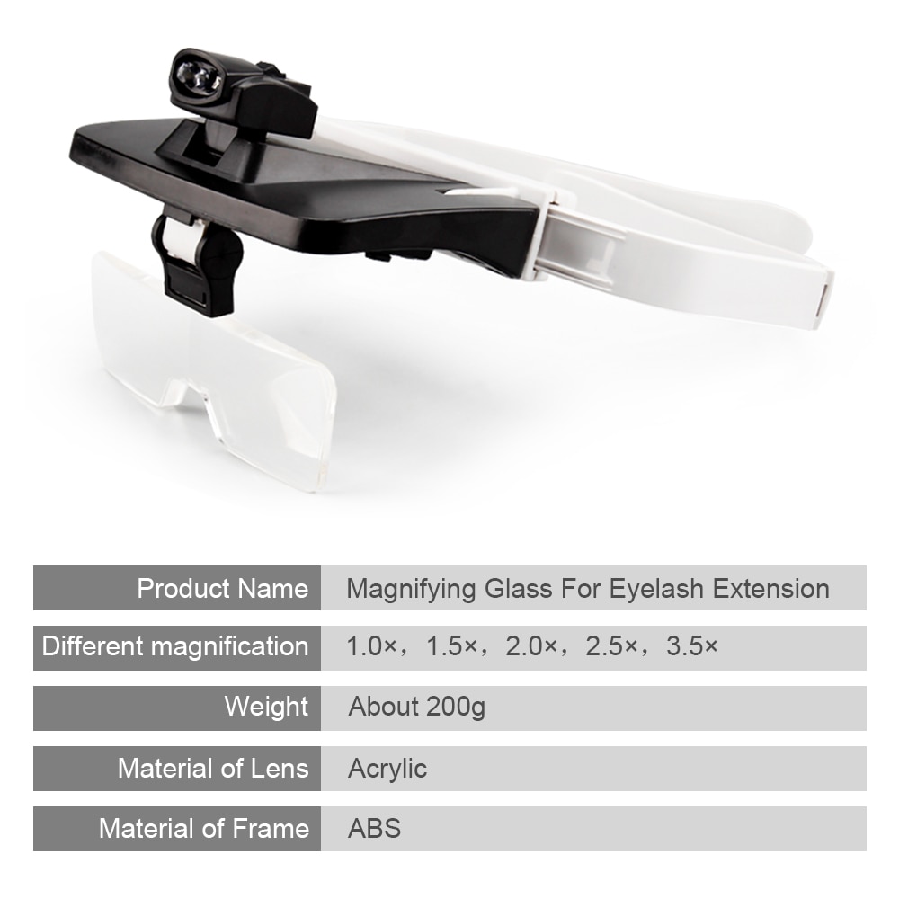 5 Lens Adjustable Loupe Magnifying Glasses With LED Light Lamp Head Magnifier For Eyelash Extension Magnifier Beauty Makeup Tool