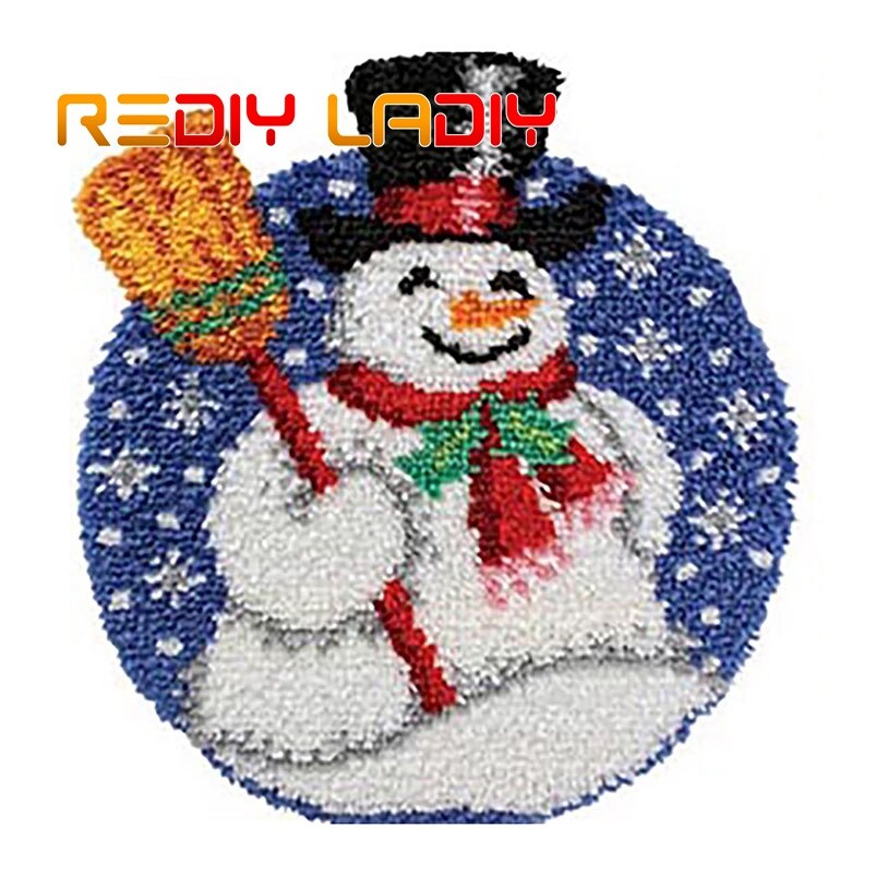 Trava gancho kit tapete crocheting tapete santa pai fio acrílico impresso cor lona almofada tapete crochê tapeçaria sofá decoração: ZD411
