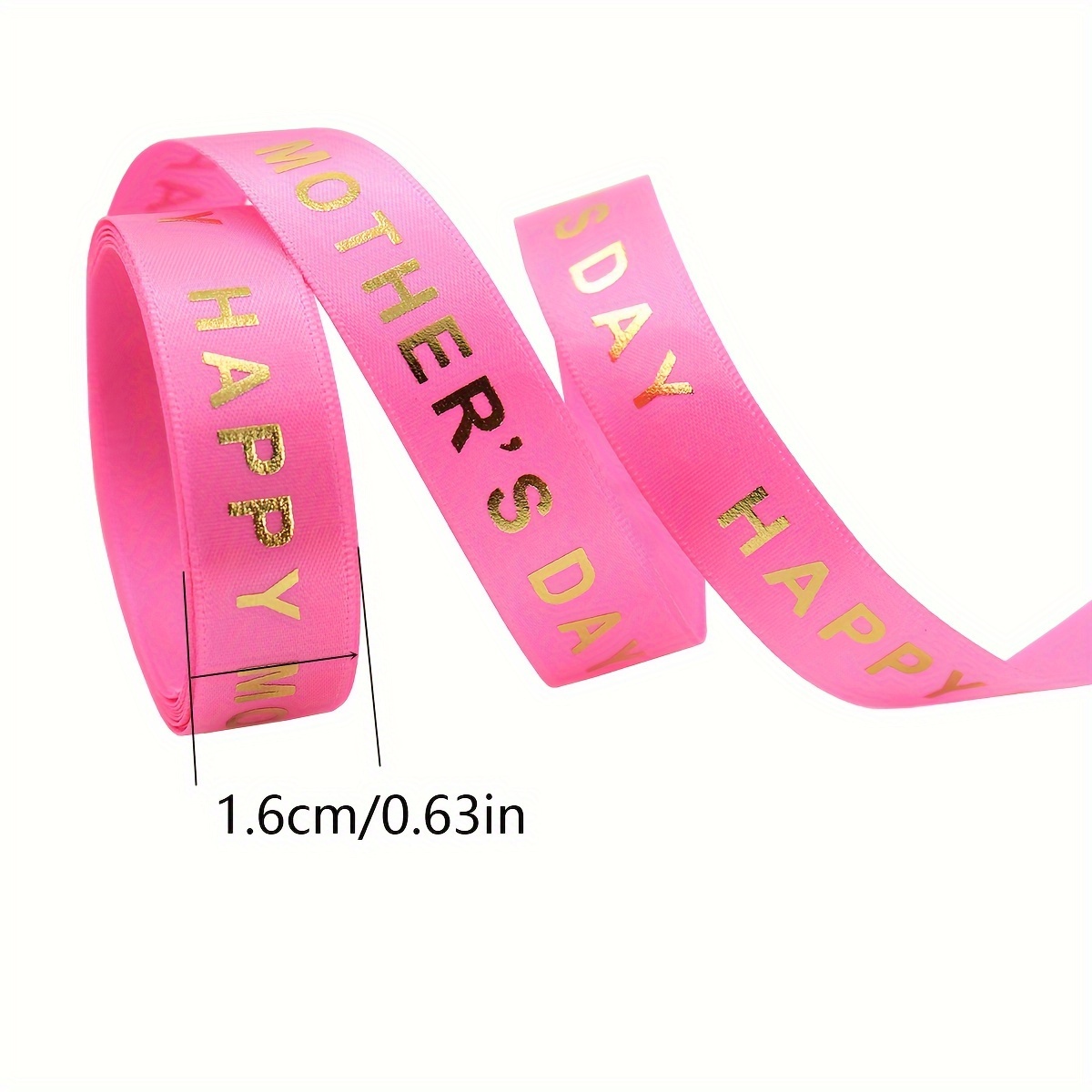 Ancho: Cinta acanalada de 16 mm con letras impresas de una sola cara "Feliz día de la madre", cinta decorativa para de embalaje de para el día de la madre: Plata antigua