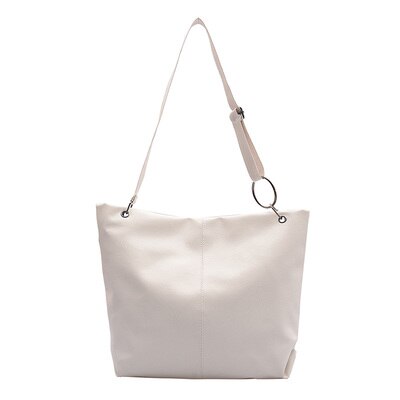 Mode Vrouwelijke Emmer Effen Grote Capaciteit Boek & Ipad Tas Vrouwen Retro Portemonnees En Handtassen Casual Sac Bandouillere Femme: WHITE