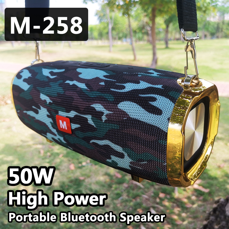 50W Draagbare Bluetooth Speaker Boom Box M258 Draadloze Outdoor Kolom Waterdichte 3D Stereo Subwoofer Ondersteuning/Tf/Fm/Radio/Usb