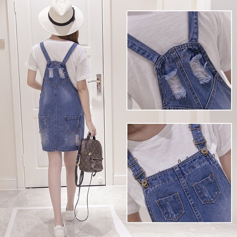 Graviditetskjoler sommer denim rem gravide kvinder kjoler sommer graviditet løst temperament plus size tøj