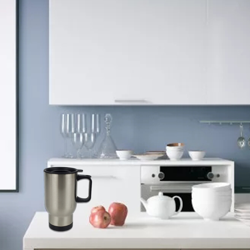 450ml Stainless Steel Silver Travel Blank Sublimation Mug Coffee Thermos Cup with Handle Lid for Heat Press Printing