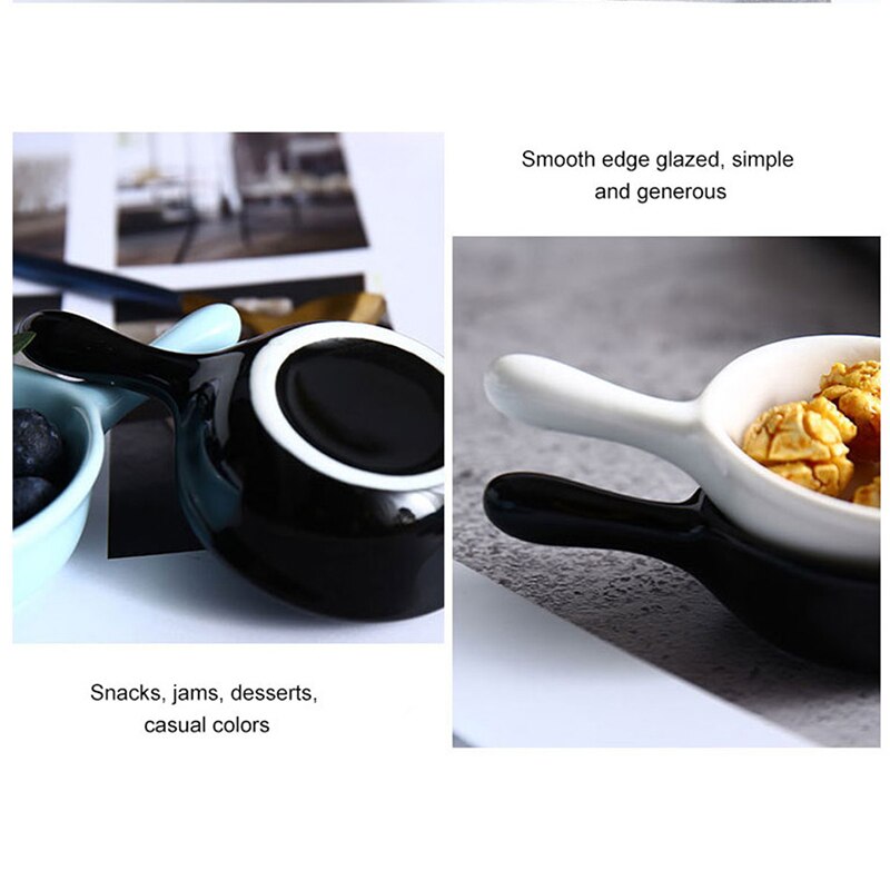 Mini keramiek schaaltje sausschaaltje snack fruit klein bordje servies met handvat effen kleur kruiden keukenhulpje voor taart dessert