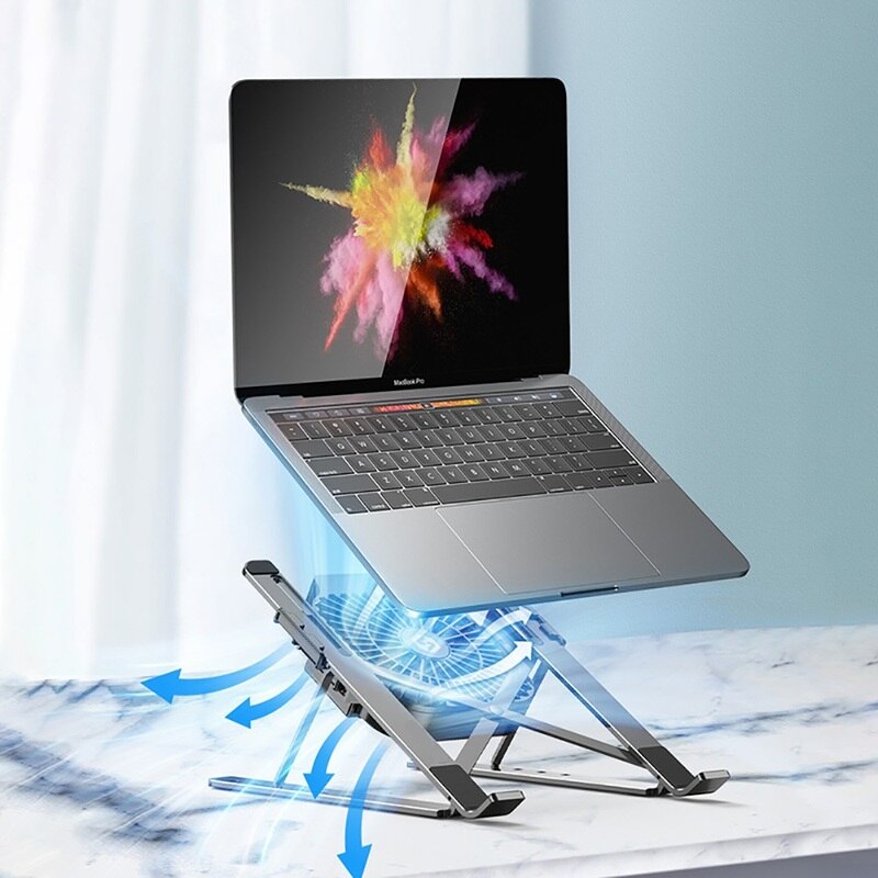 Faltbarer 17 -zoll-laptopkühler mit zwei lüftern (2100 u/min), laptop-kühlpad und notebook-ständer für einfachen transport von hp- und dell-laptops
