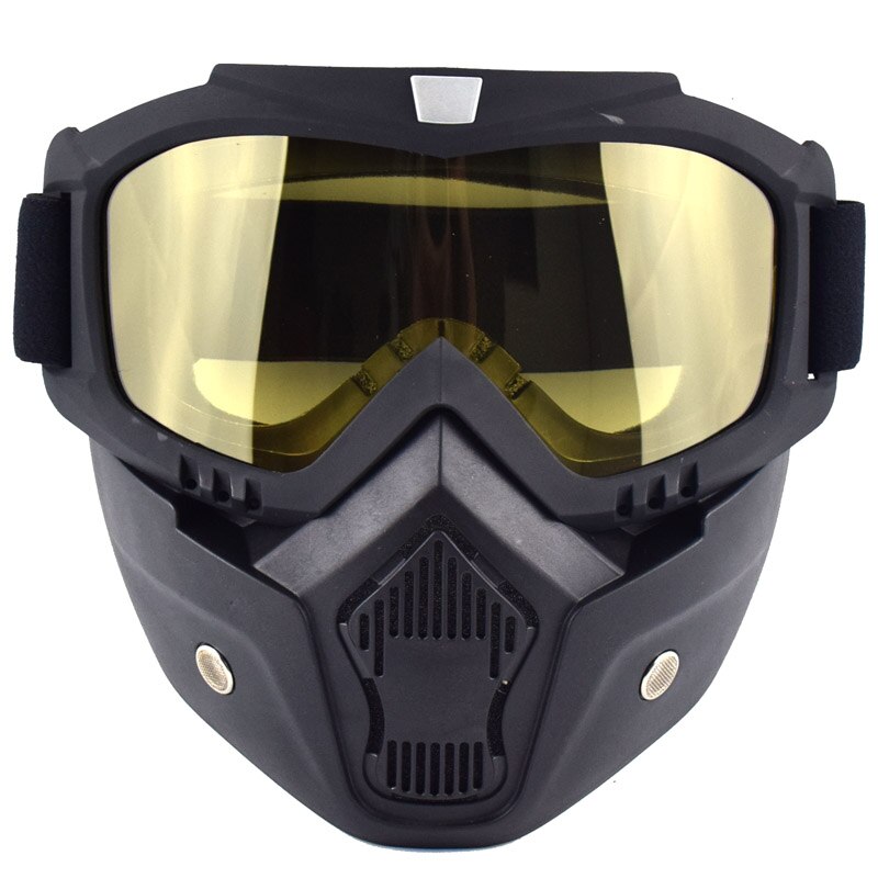 Lunettes de moto rétro anti-poussière Anti-UV, masque de Motocross, filtre de respiration modulaire détachable, masque pour casque ouvert: MJG-020-Yellow
