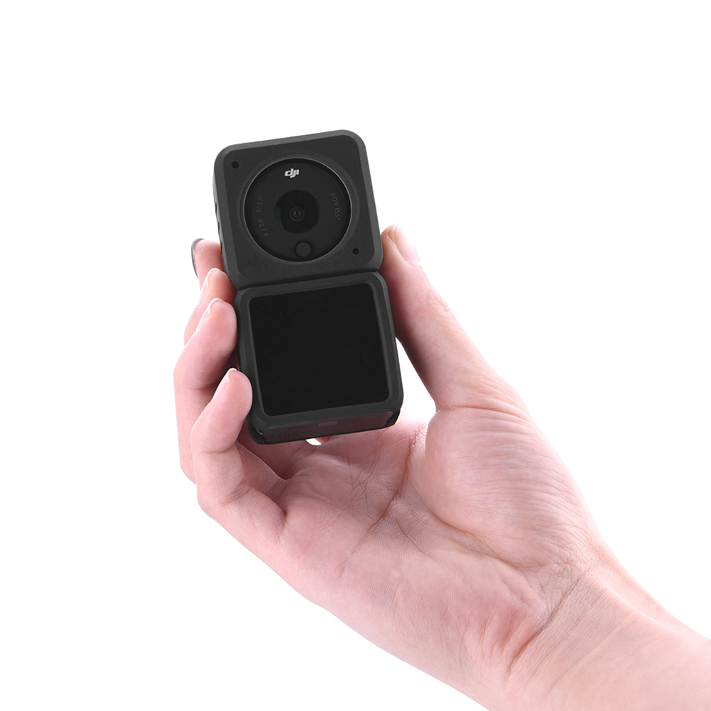 Weiche silikonhülle für dji action 2 , schwarze schutzhülle mit rahmen, kratzfest, zubehör für sport-action-kameras