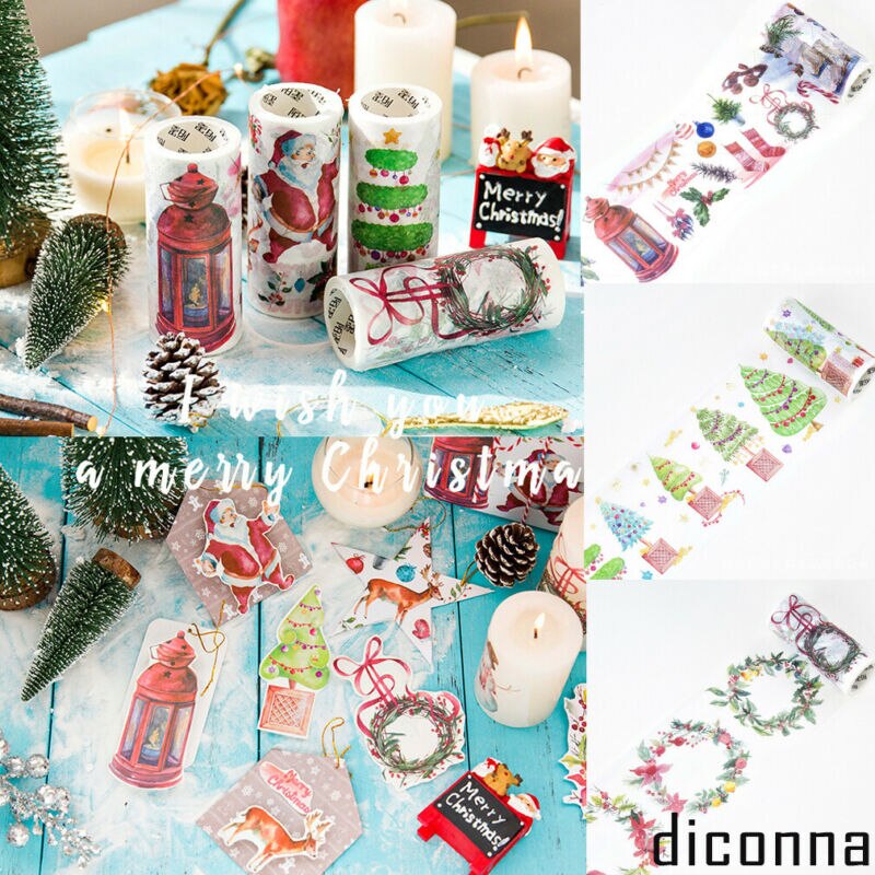Kerst Tape Cartoon Santa Plakboek DIY Sticker decoratieve Tapes Party Aquarel Kerst Serie Papier Tape 500cm