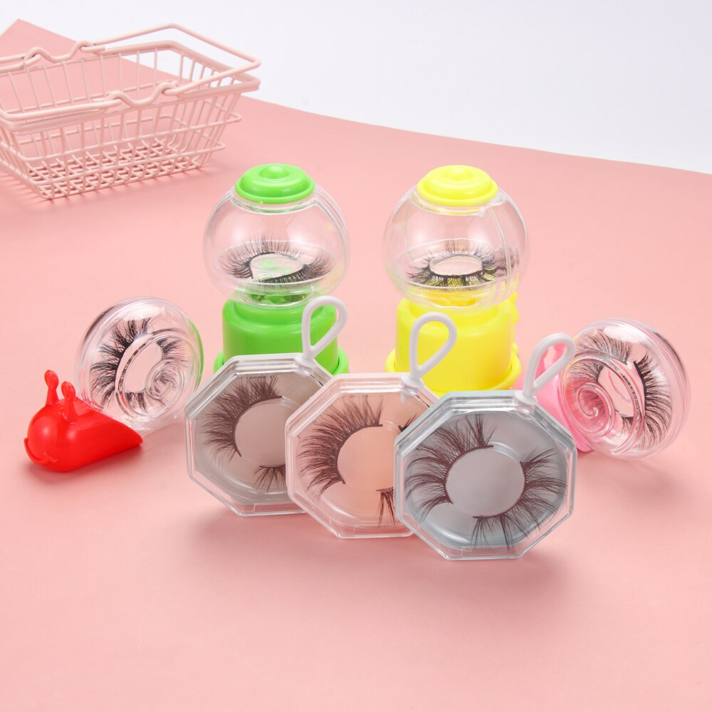 1PC False Eyelashes Packaging Box Small Snail Candy Machine Polygonal Lash Boxes Eyelashes Case Makeup Storage Tool