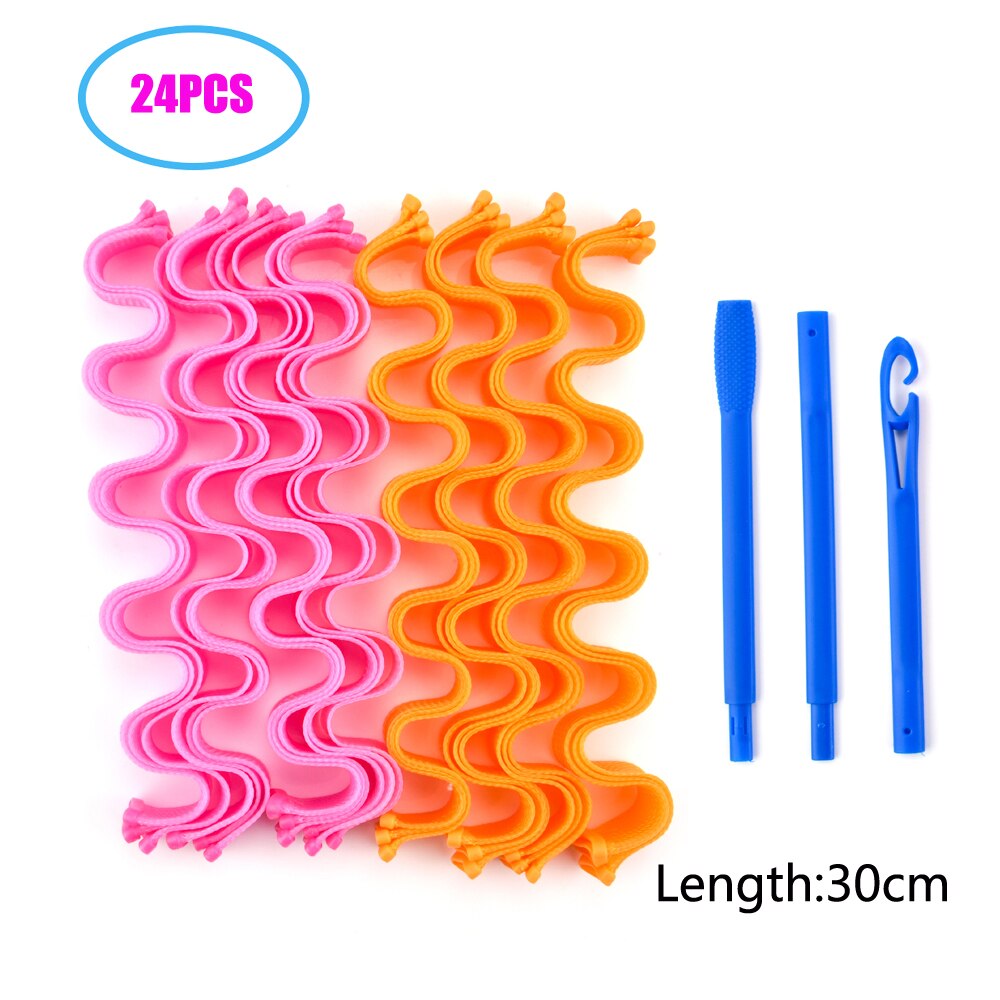Harmless Soft Hair Curlers Heatless DIY Magic Wave Curls Rollers Hair Accessories Curling Perm Bar Without Heat For Hair Tools: Pink
