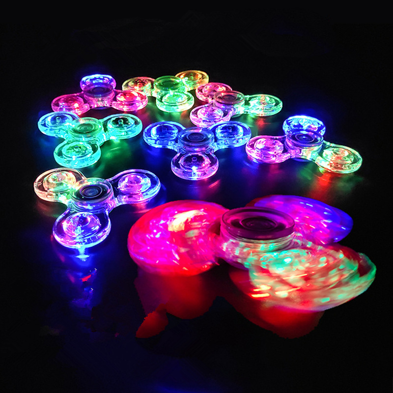 Luz LED luminosa Fidget Spinner mano Top Spinners que brilla en la oscuridad luz EDC Figet Spiner dedo alivio del estrés Juguetes