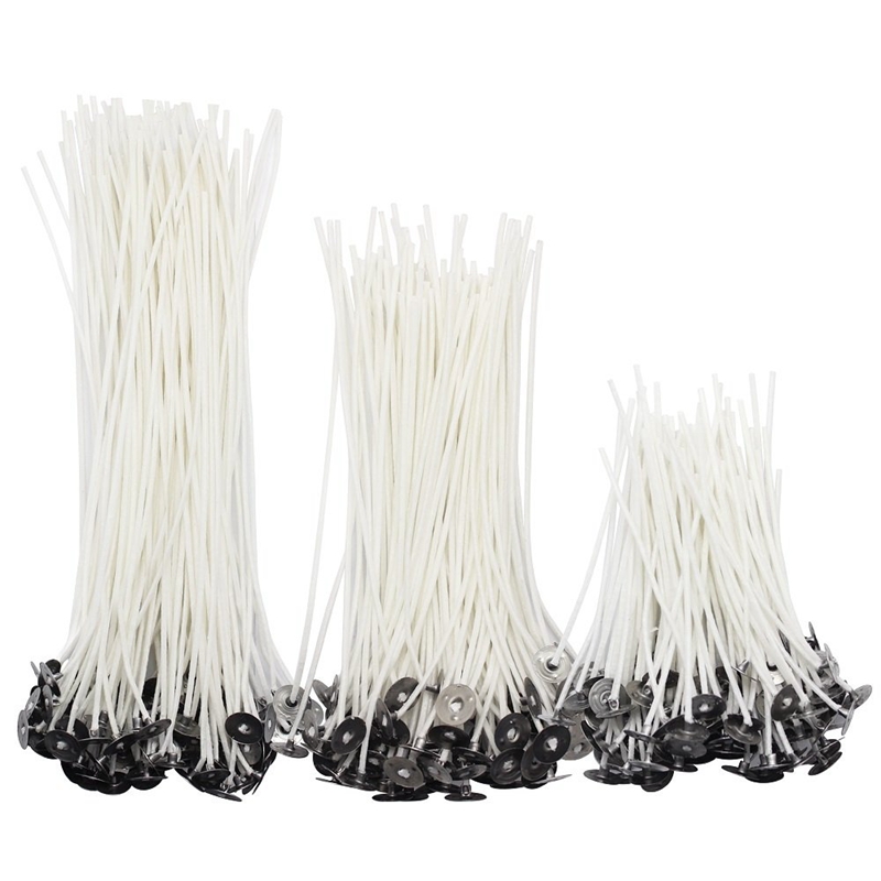 Mèche bougie naturelle à faible émission de fumée | 300 pièces, mèche à cire, pre-cire, Kit de fabrication de bougies pour la fabrication de bougies et de noël, bricolage: Default Title