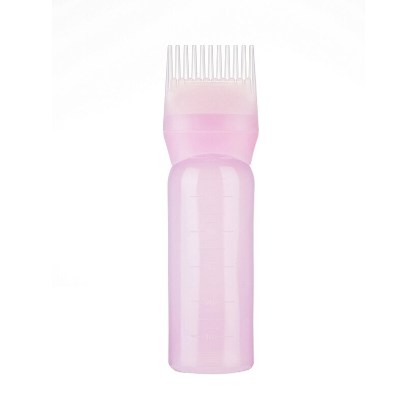 1PC Verven Shampoo Fles Olie Kam 120ML Haar Tools Haarverf Applicator Borstel Flessen Styling Tool Haarkleuring: Roze