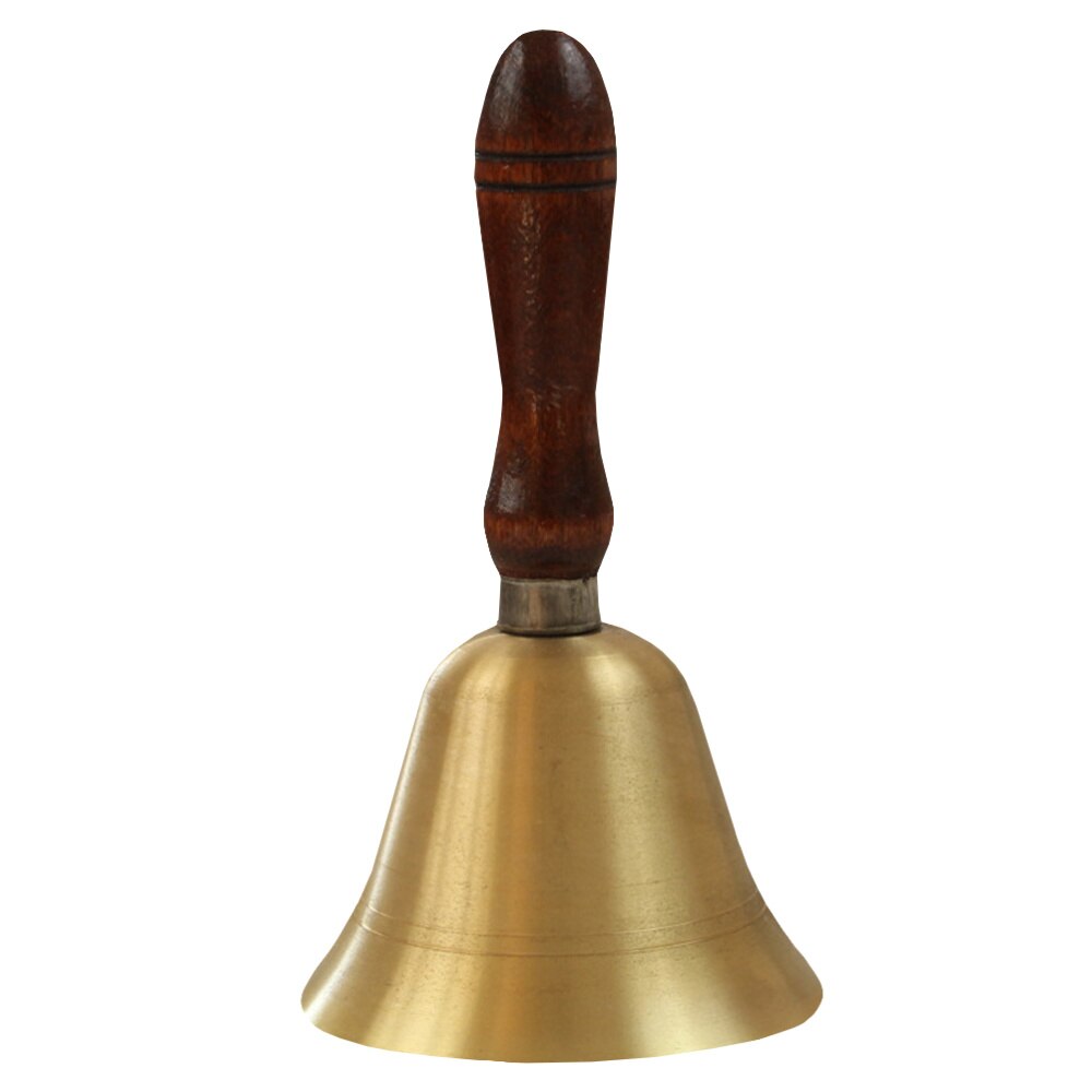 Houten Handvat Hand Bell Metalen Decoratieve Bell Tafelblad Tafelbel Foe Thuis