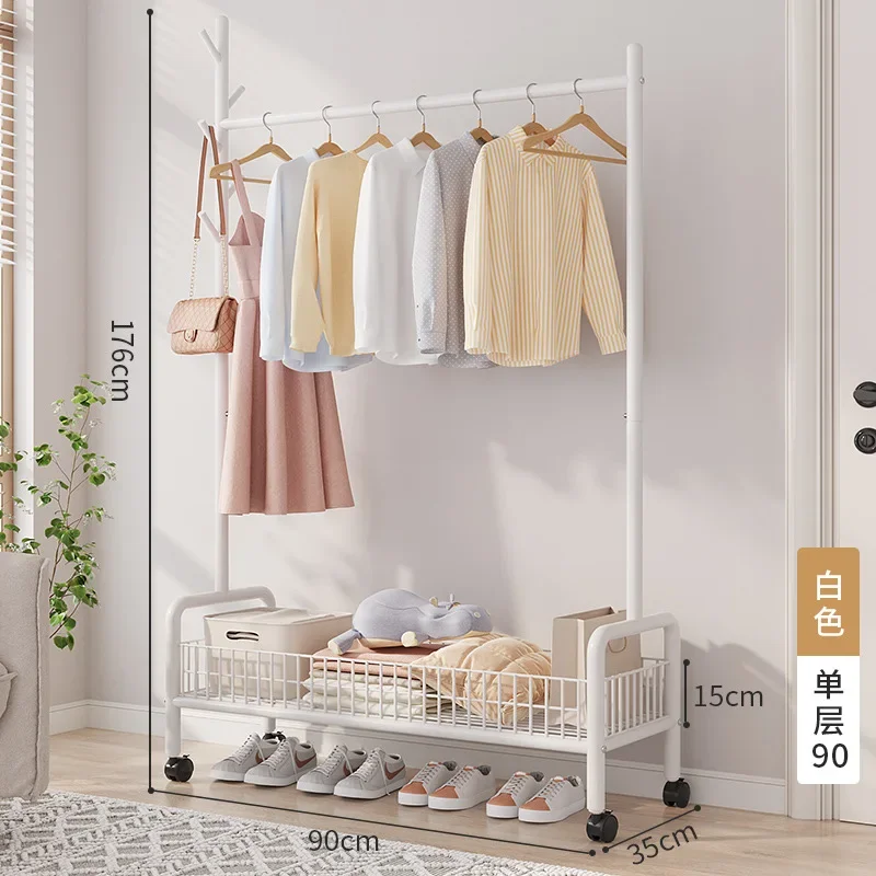 Bewegliche Kleider ständer Boden KleiderbüGel Ständer Lagerung Kleider schrank Hütte Ständer Aufbewahrung sbox Schlafzimmer möbel Perchero de Kuchen Garderobe Haken: Gelb