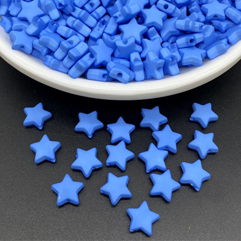 100 unids/lote 9mm cuentas acrílicas con forma de estrella de Color puro espaciador suelto para hacer joyería colgante collar pulsera hecha a mano DIY: Rojo