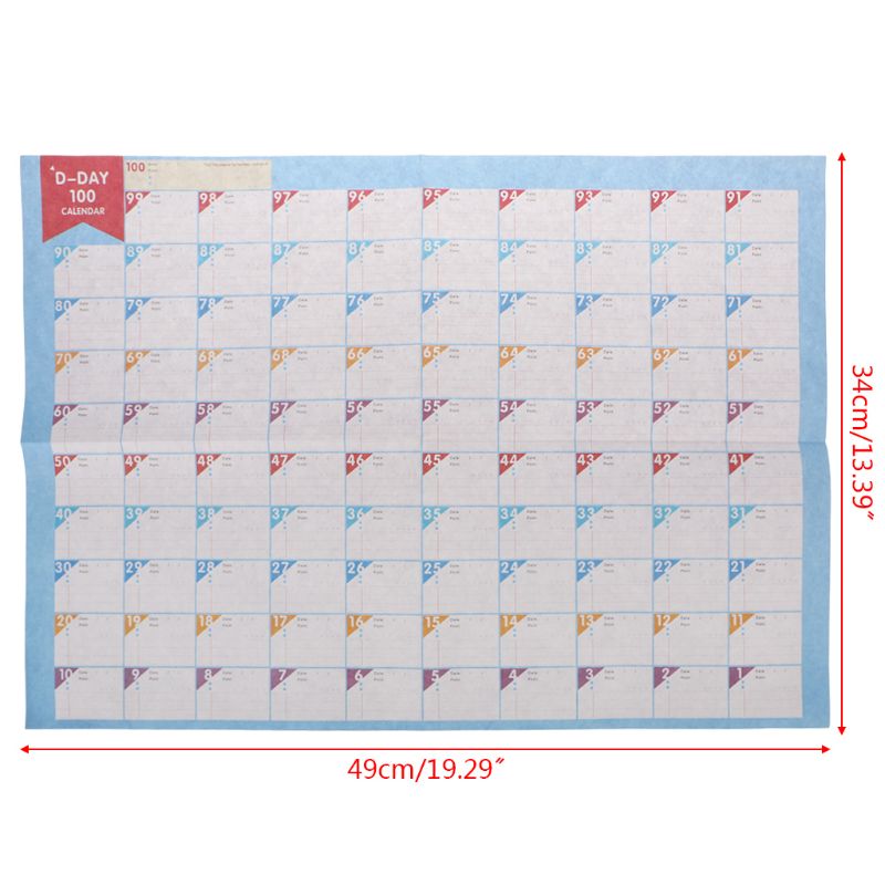 5pz 100 Giorni di Conto Alla Rovescia Calendario Calendario di Apprendimento Obiettivi di Lavoro pianificatore Periodica ordine del giorno Tavolo Forniture per Ufficio