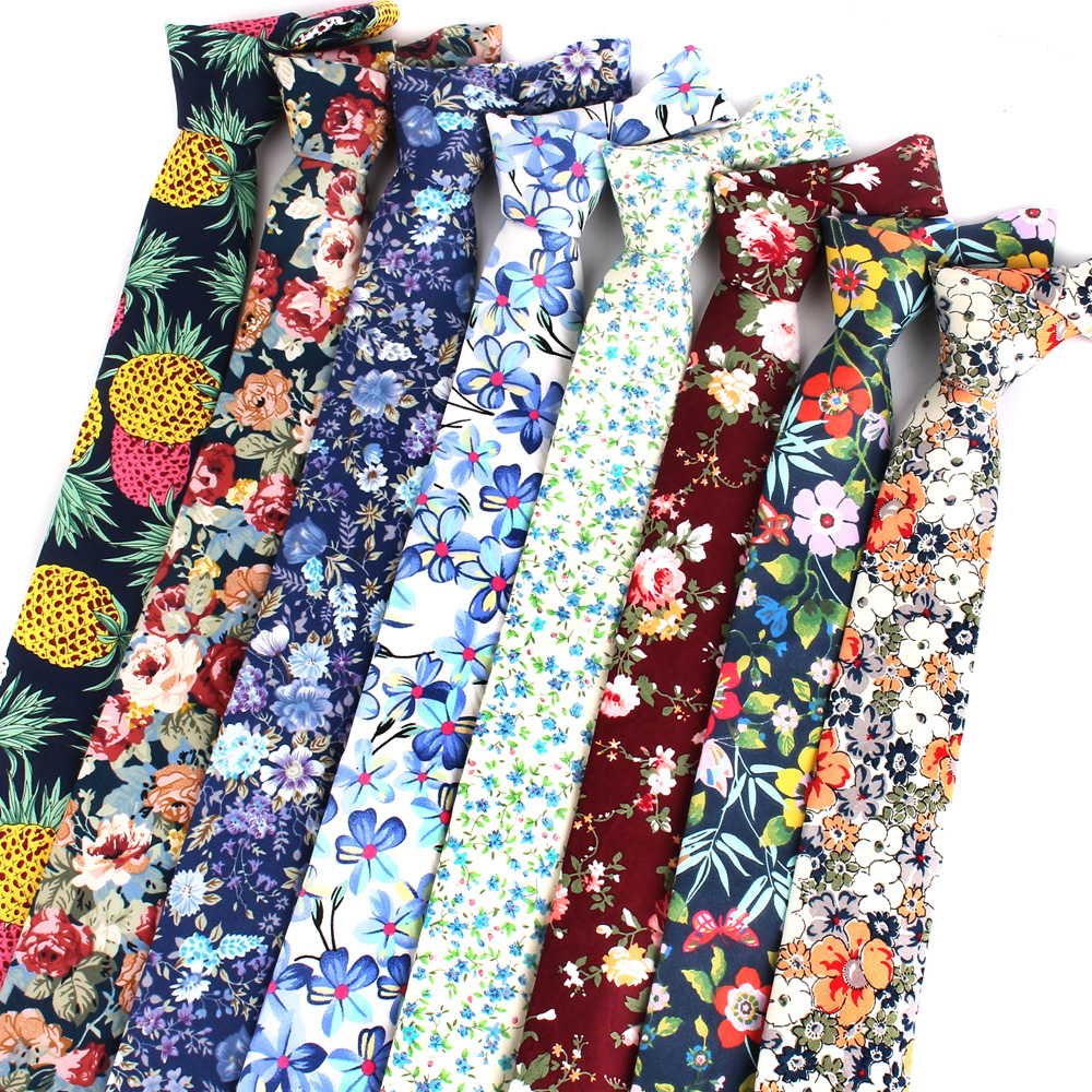 Print Skinny Neck Ties For Men Women Slim Cotton Tie For Boys Girls Suits Ties For Wedding Party Men's Necktie Gravatas