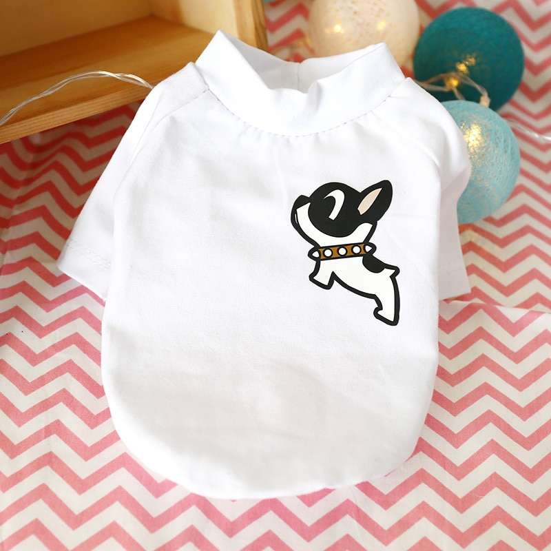 Cartoon Franse bulldog Hond Kat Shirt Leuke Yorkshire Terrier T-shirt Vest Goedkope Kleine Hond Kleding Puppy Kleding