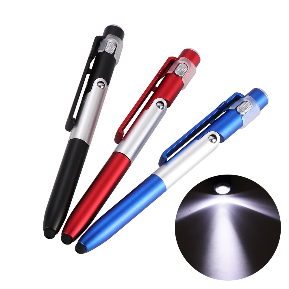 4-in-1 Eenvoudige Draagbare Zaklamp Pen Opvouwbare Balpen Stylus Voor Mobiele Telefoon Handige Multi-Functie Telefoon houder Nachtlampje