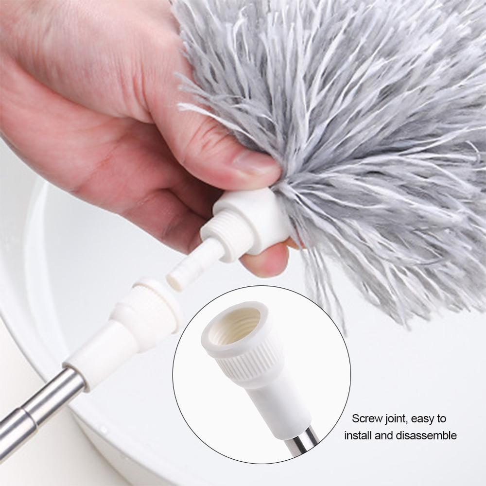 Limpiador de polvo de plumas extensible con palo telescópico plumero de microfibra de acero inoxidable para limpiar coches limpiador de hogar cepillo de polvo