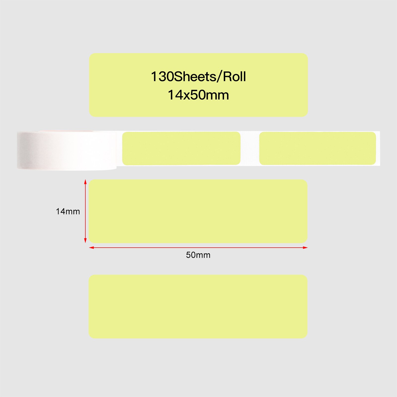 Aibecy Color Label Paper Self-Adhesive Thermal Paper Roll 14*50mm 130sheets/roll Compatible with Phomemo D30 Thermal Printer: Yellow