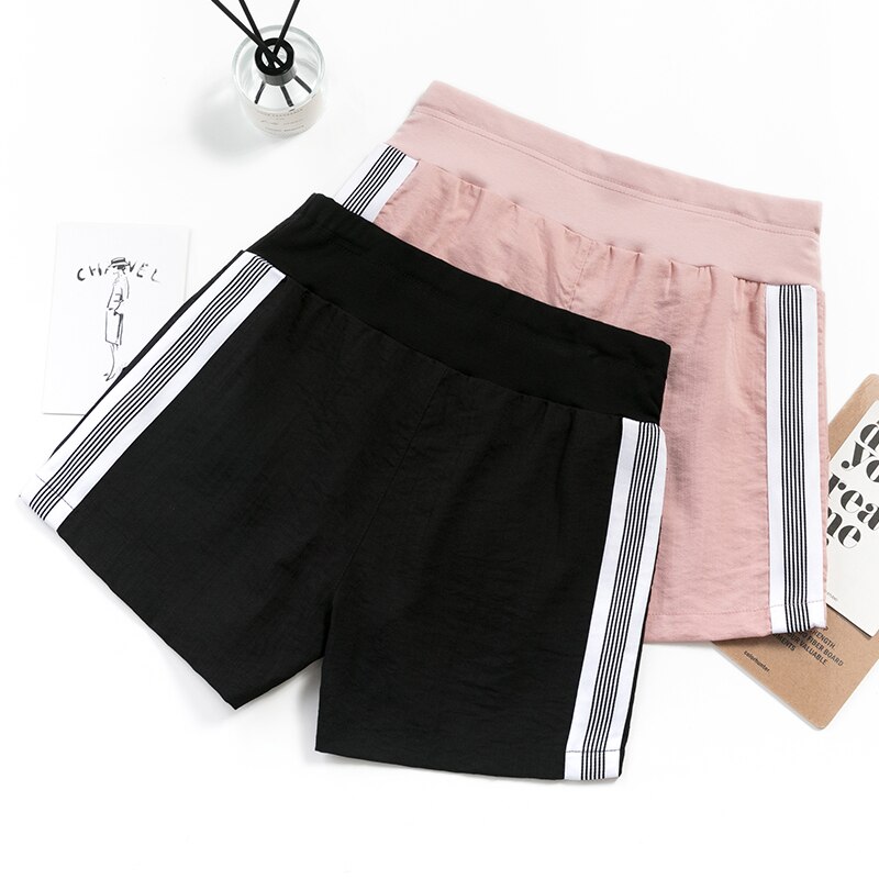 358#  mamma fritidsbyxor sommar sidoshorts elastisk midja för gravida kvinnor magbyxor gravidbyxor