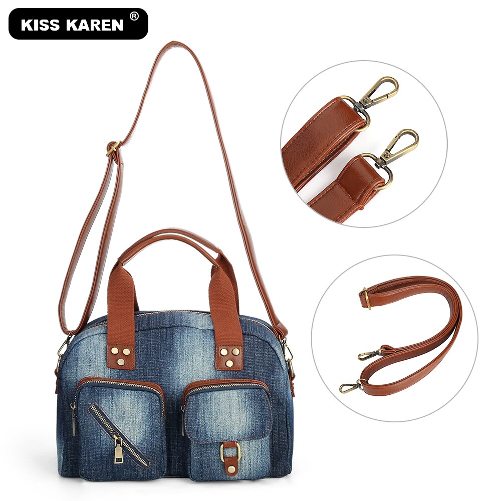 neue Stilvolle Frauen Totes Geräumig und Langlebig Damen Handtaschen Jeans Schulter Taschen Frauen Casual Tote Tasche Denim-waschen blau