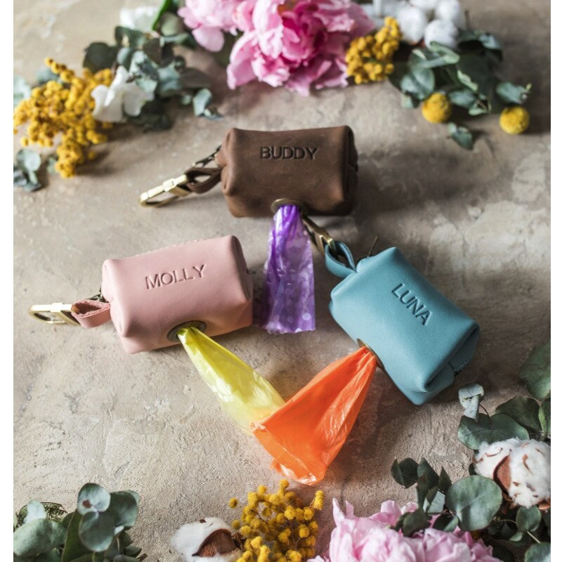 Outdoor Leather Garbage Collector Pet Products Puppy Dog Pooper Scooper Bags Dispenser Pet Dog Poop Bag Holder Cat Waste Carrier