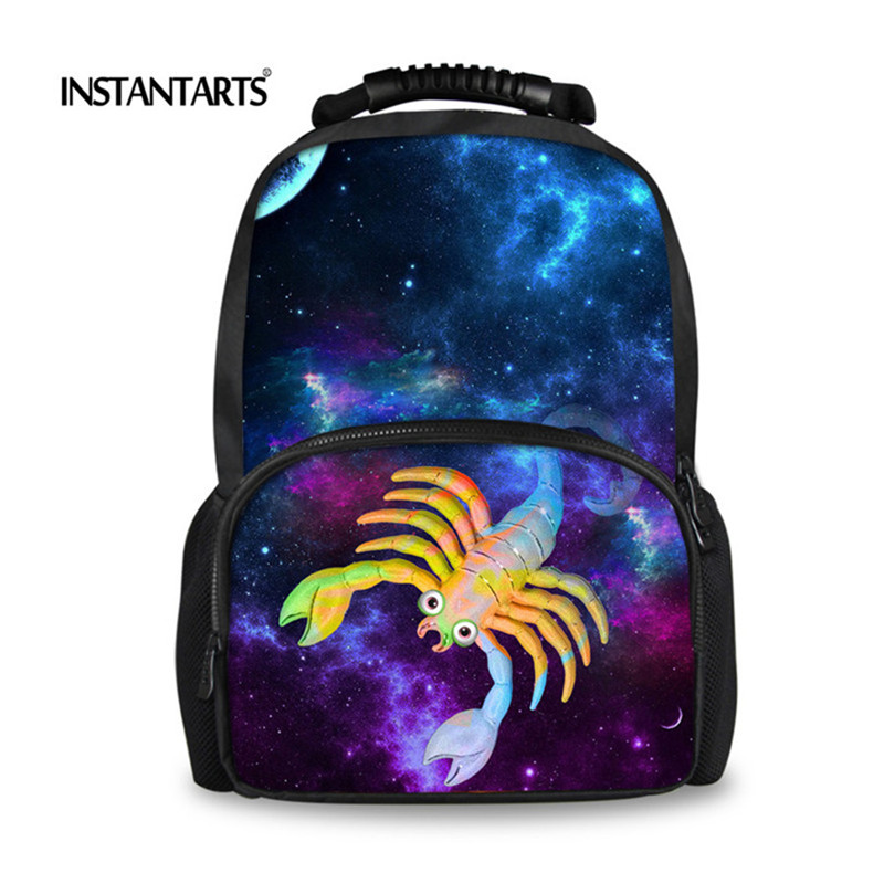 INSTANTARTS 3D Animal Wolf Lion Printing Backpack for Men Travel Laptop College Student Bagpack Universe Space Galaxy School Bag: CC3204A