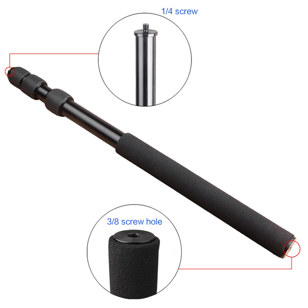 Protable Compact Lightweight Extendable Mini 2in1 Zoom Microphone Boom Pole Camera Monopod Padded Handle Twist Lock 3 Sections