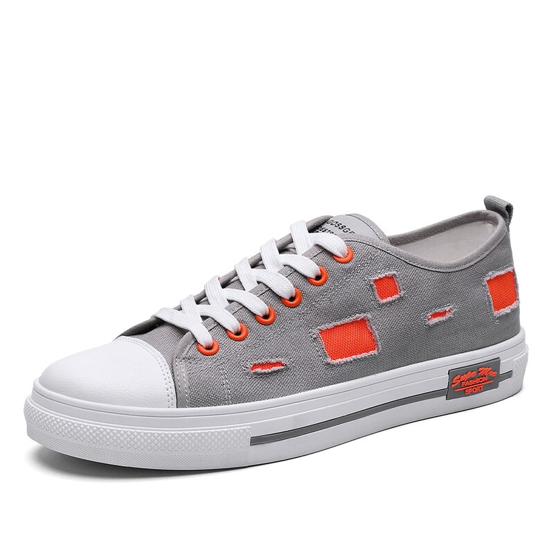 Men Canvas Sneakers white men shoes Men's casual shoes Breathable canvas shoes men Non-Leather Casual Shoes Flat 38: Gray / 9.5