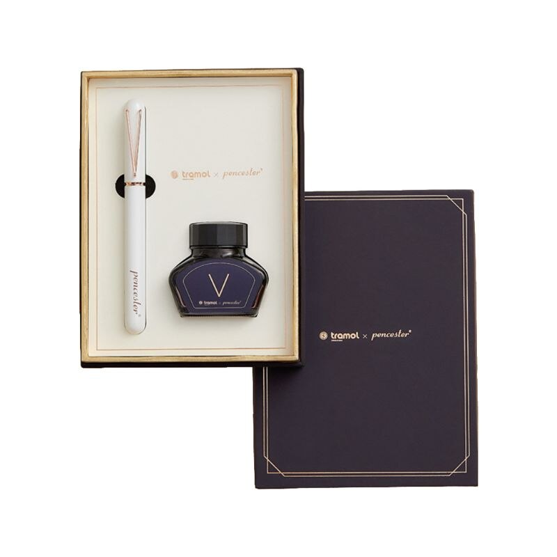 Exquisite Business Fountain Pen Signature Calligraphy with 30ml Ink Box Set Men Student School Supplies: W