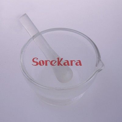 90mm Footed Glass Mortar and Pestle Mixing Grinding Bowl Set Lab Kit Tools Glass Mortar