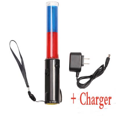 26cm Length Traffic Baton Light Multi-function Flashinglight Fluorescent LED Fire Safety Emergency Evacuation Flash light Baton: Blue red