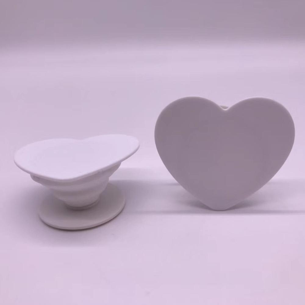 100pcs/lot Universal Heart Cell Phone Holder Real 3M glue Grip UV phone Stand 360 Degree Finger Holder Flexible adjustable: Flat white