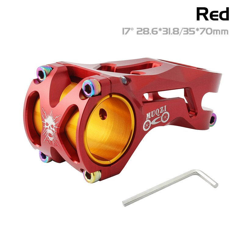 31.8/35mm mtb stuurpen 70mm lengtes cnc legering racefiets stuurpen fietsonderdelen accessoire 17 graden downhill mountainbike stuurpen: Rood