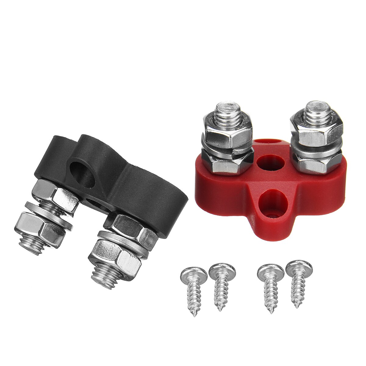 DC 48V Bus Bar Power Terminal Junction Blokken Negatieve M8 Zware Positieve Power Distributie Studs met 2 Schroeven zwart rood