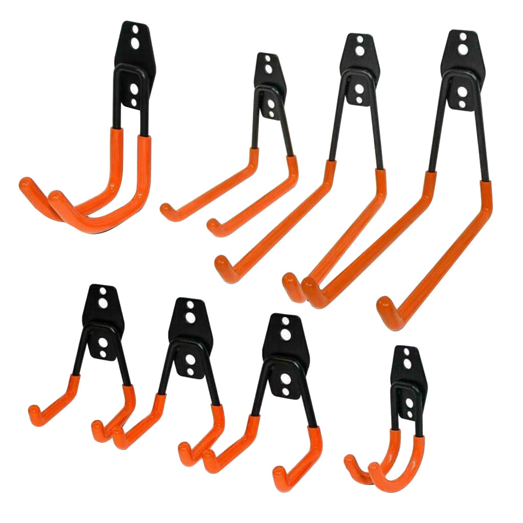 Heavy Duty Wall Hooks, 8-Pack Steel Garage Hooks for Garage Storage - Wall Mount Hanging Hooks Tool Organizer Holds: Default Title