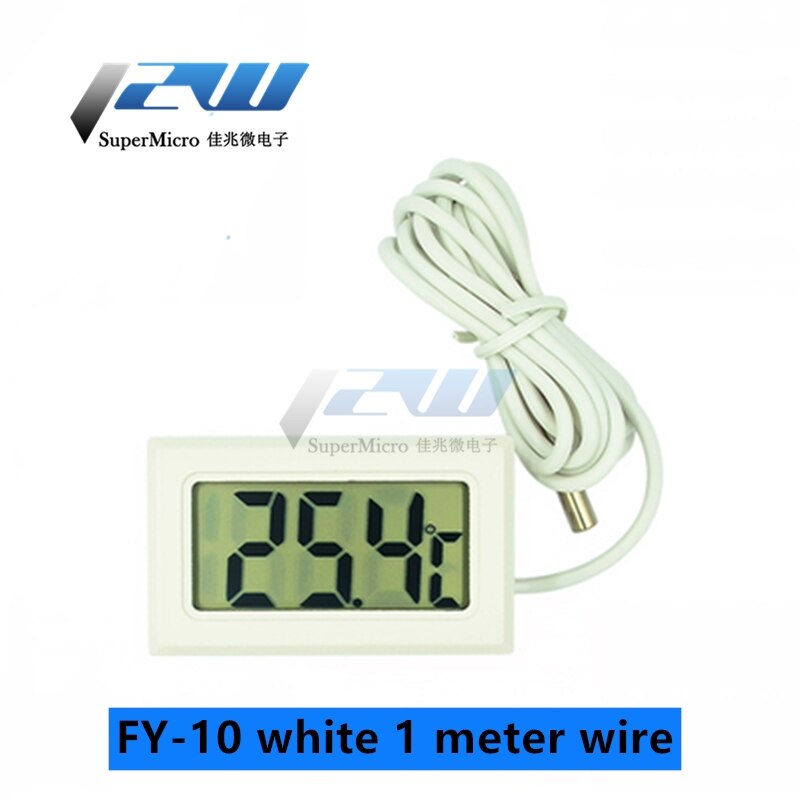 Lcd Digitale Thermometer Hygrometer Temperatuur-vochtigheidsmeter Met Voertuig Probe Reptiel Terrarium Aquarium Koeler: FY-10 white