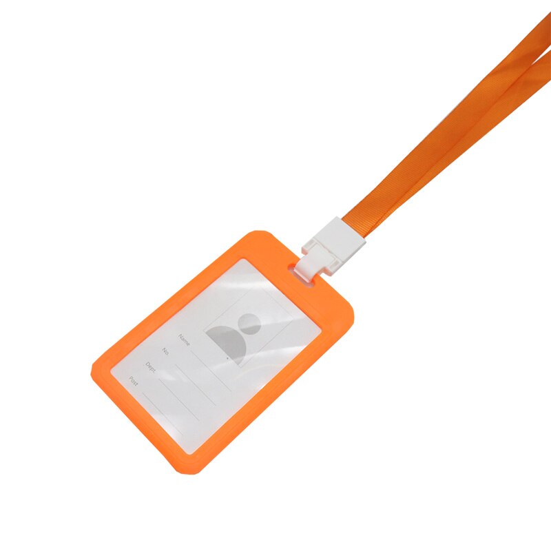 Bärbar färgglad anställd plast id-korthållare namnmärke snodd halsband personal personal kort kontor & pappersvaror: 1 st apelsin